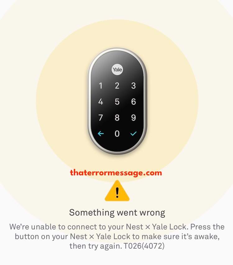 Unable To Connect To Your Next X Yale Lock T026 4072