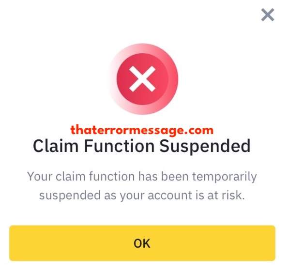 Claim Function Suspended Binance