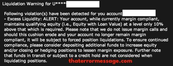 Liquidation Warning Interactive Brokers Ibkr Tws