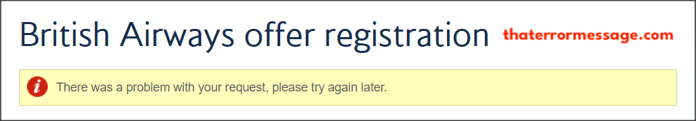 Problem With Request British Airways Offer Registration