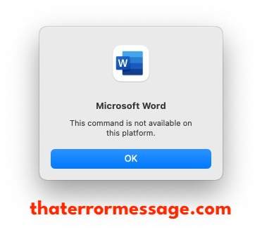 This Command Is Not Available On This Platform Microsoft Word