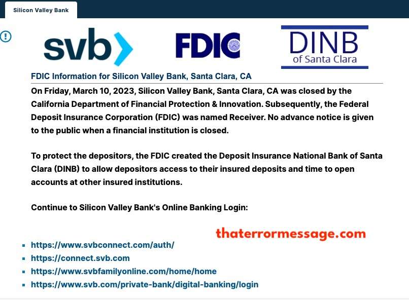 Fdic Information Silicon Valley Bank Website Notice