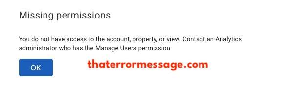 Missing Permissions Google Analytics