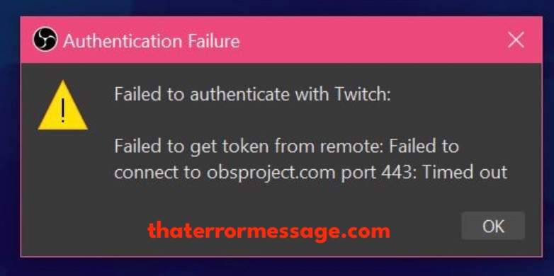 Failed To Authenticate With Twitch Obs