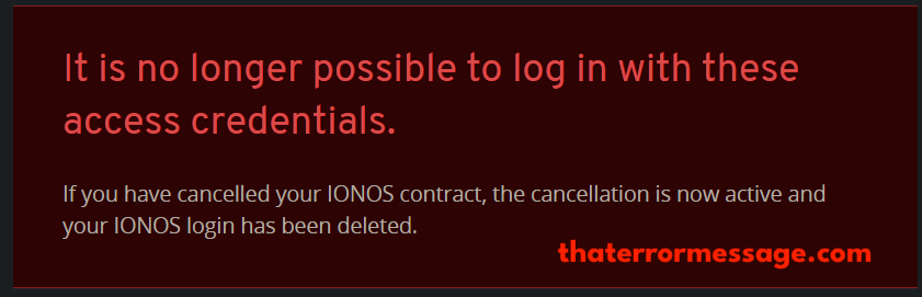 It Is No Longer Possible To Log In With These Access Credentials Ionos