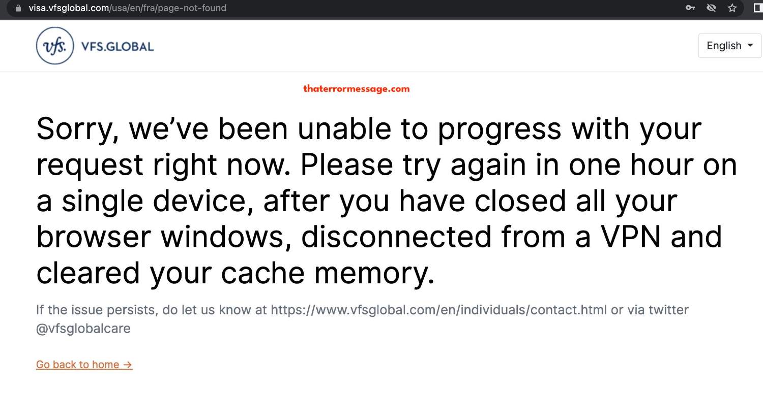 Unable To Progress With Your Request Right Now Vfs Global