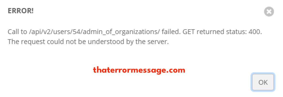 Call To Admin Of Organizations Failed Ansible