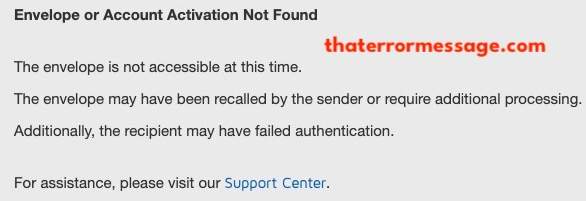 Envelope Or Account Activation Not Found Docusign
