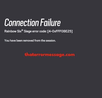 4 0xfff0be25 Rainbow Six Error