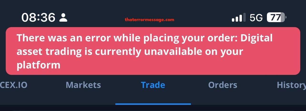 Digital Asset Trading It Currently Unavailable On Your Platform Cex Io