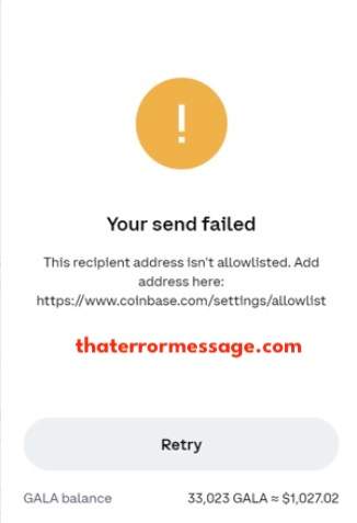This Recipient Address Isnt Allowlisted Coinbase