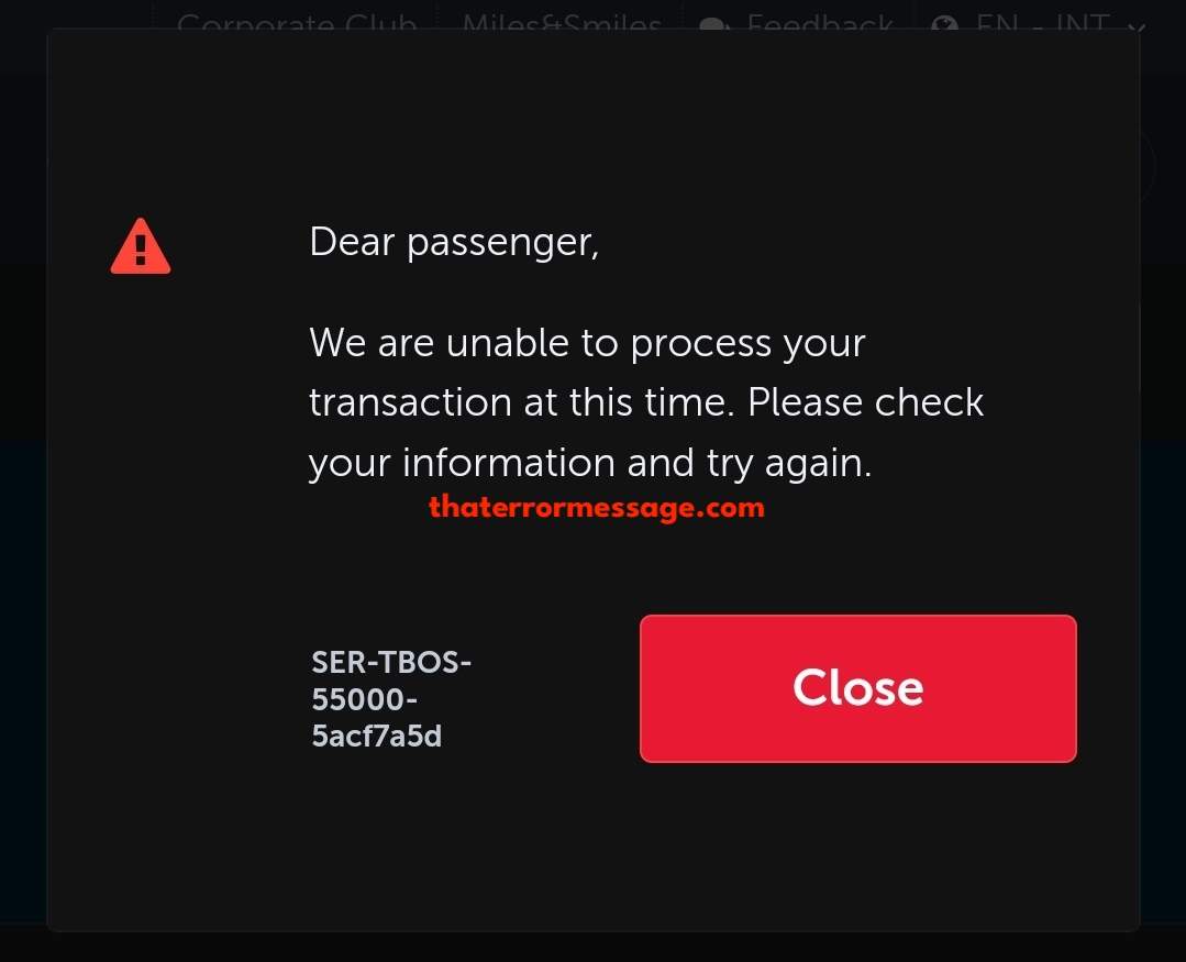 Unable To Process Your Request Turkish Airlines
