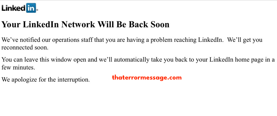 Your Linked In Network Will Be Back Soon
