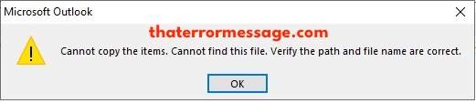 Cannot Copy The Items Microsoft Outlook