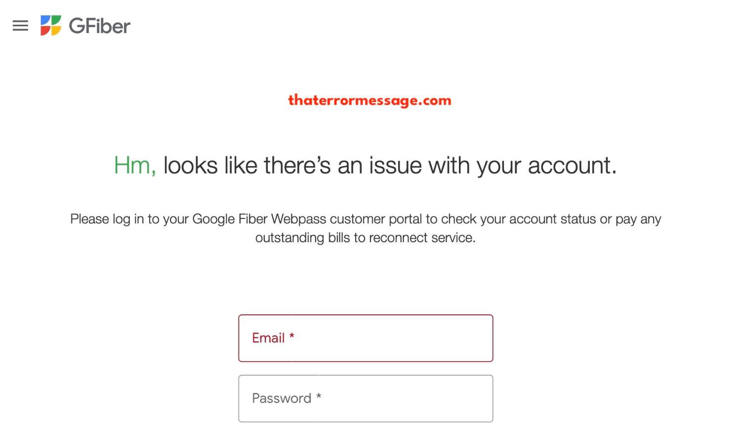 Google Fiber Issue With Your Account