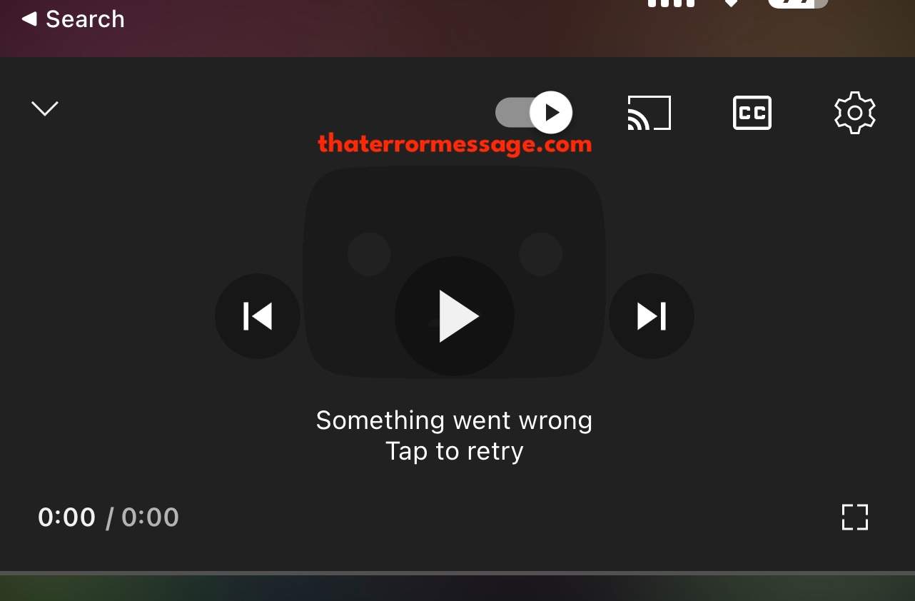 Something Went Wrong Tap To Retry Youtube Mobile App