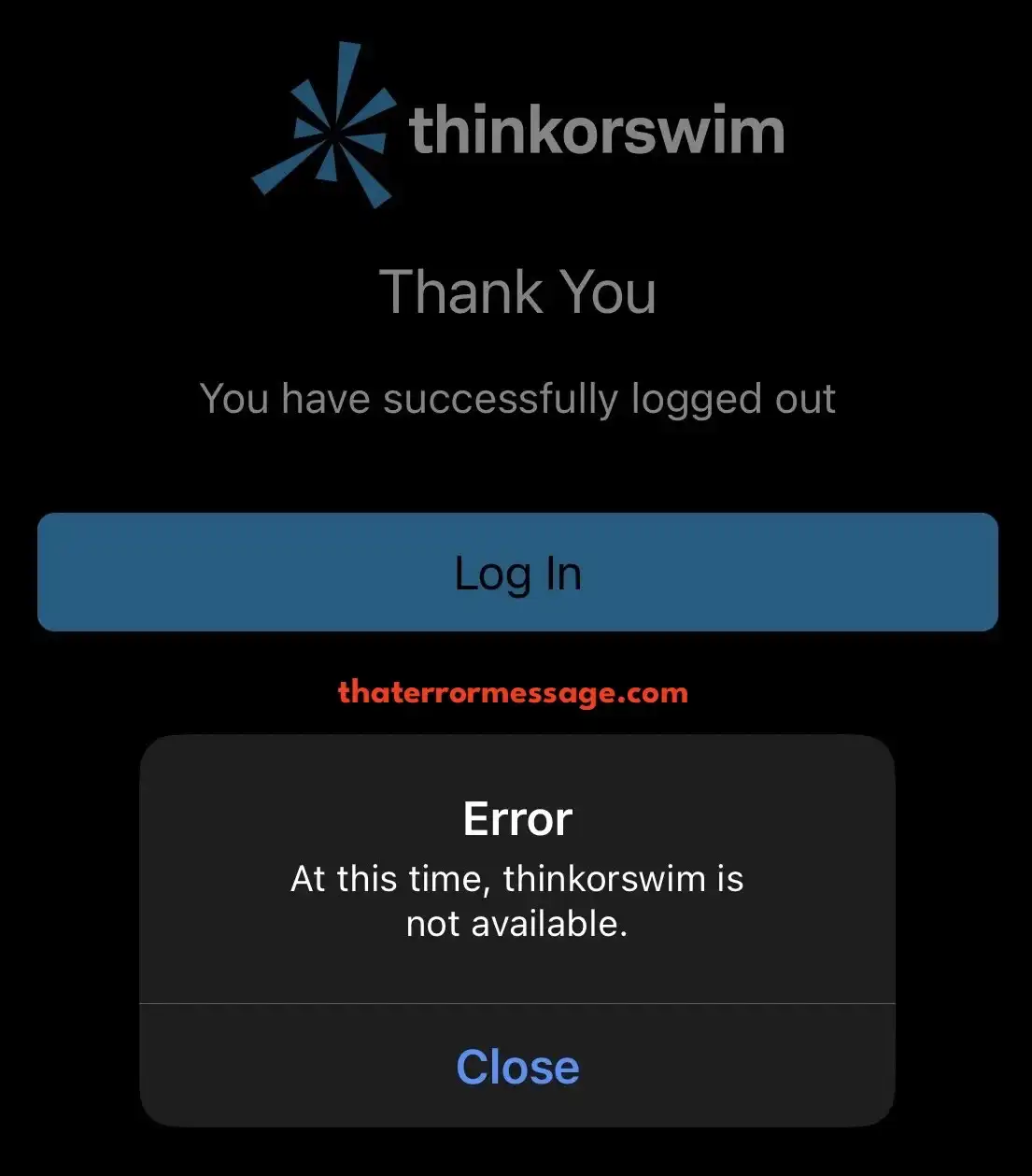 At This Time Thinkorswim Is Not Available