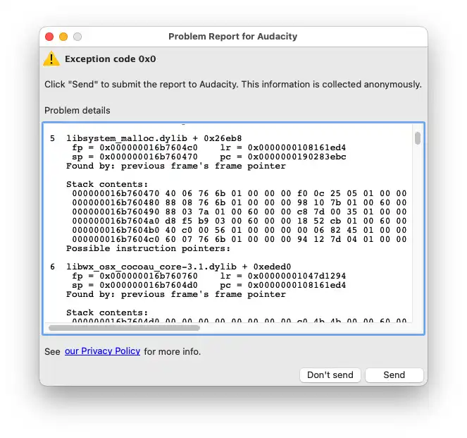 Audacity Macos Exception Code 0x0