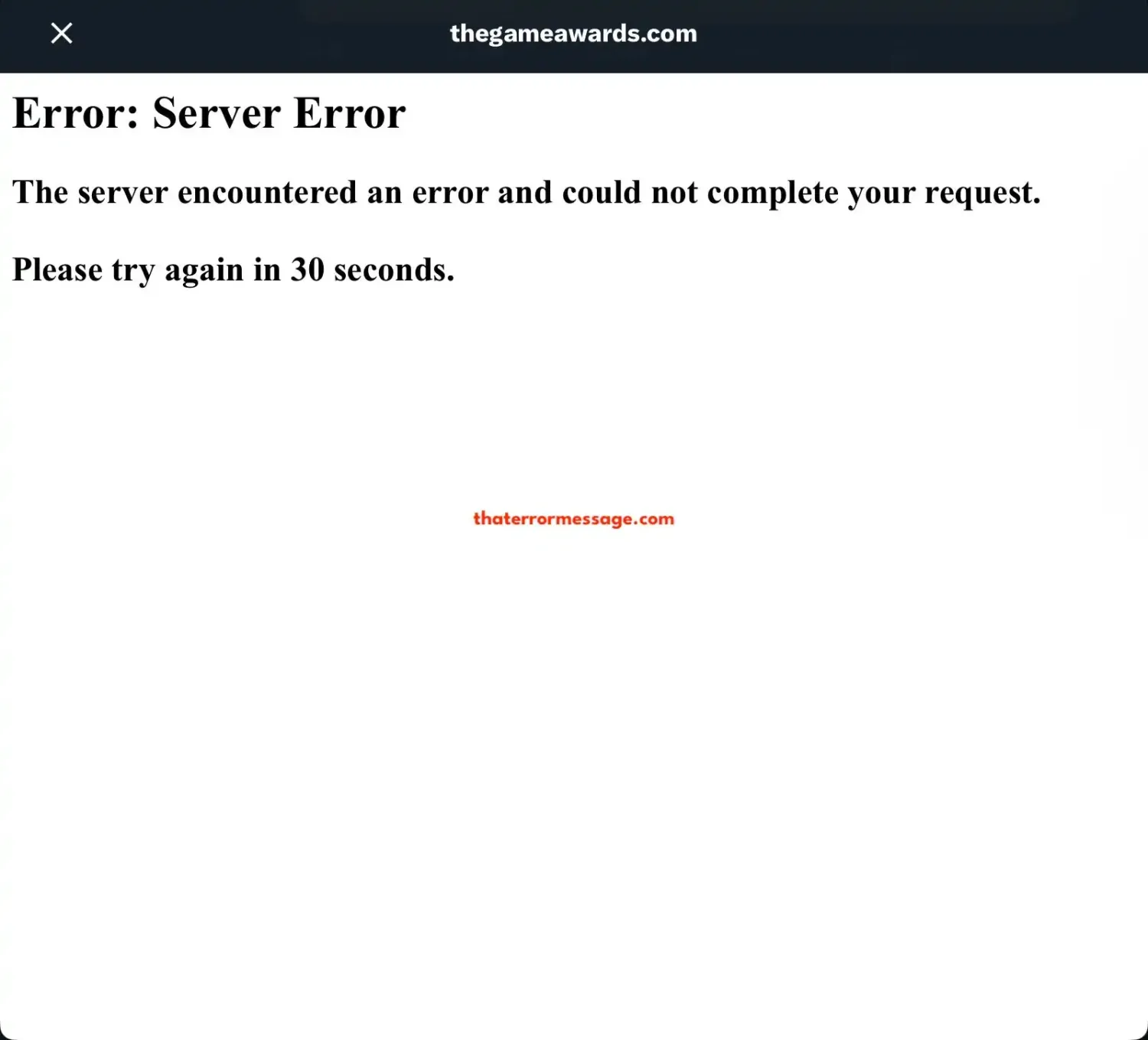 Server Error Thegameawards Website