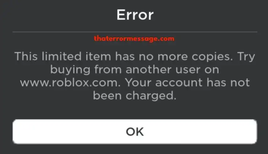 This Limited Item Has No More Copied Roblox