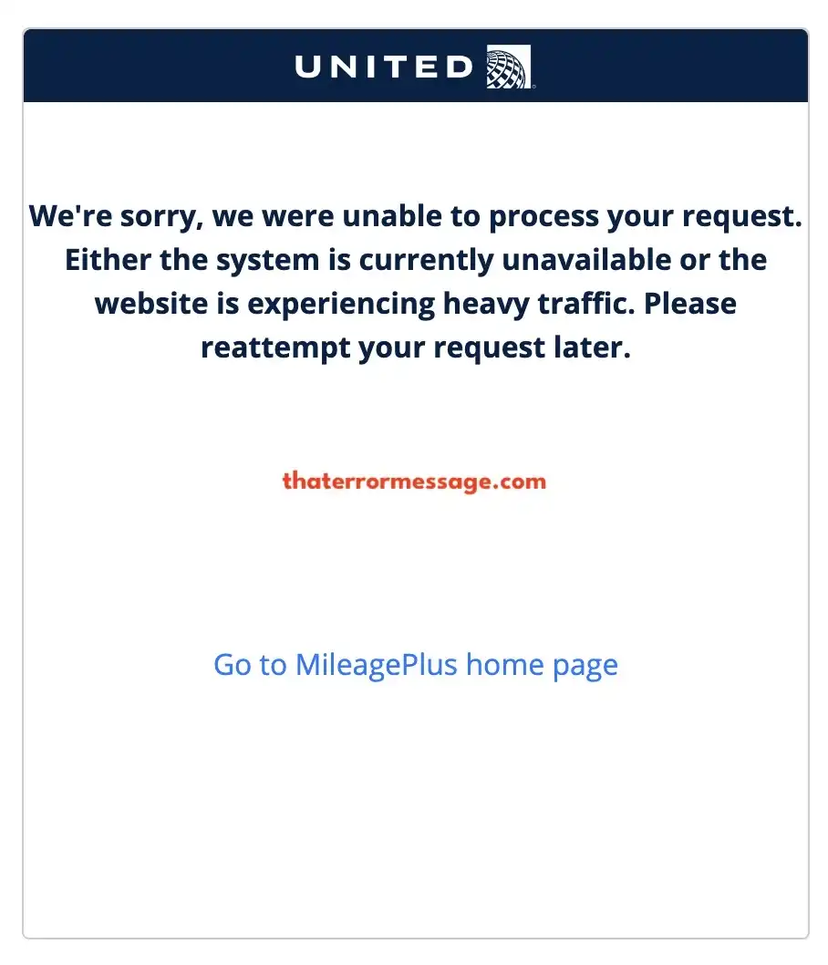 Unable To Process Your Request United Login