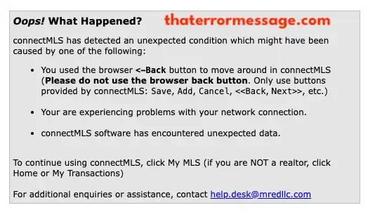 Connectmls Has Detected An Unexpected Condition