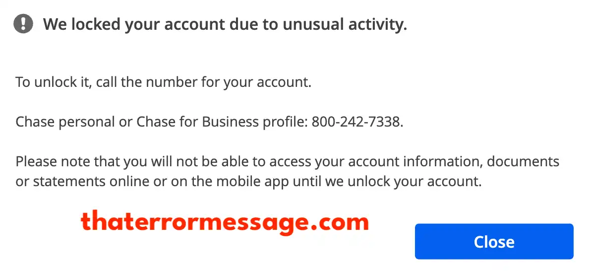 Chase We Locked Your Account Due To Unusual Activity