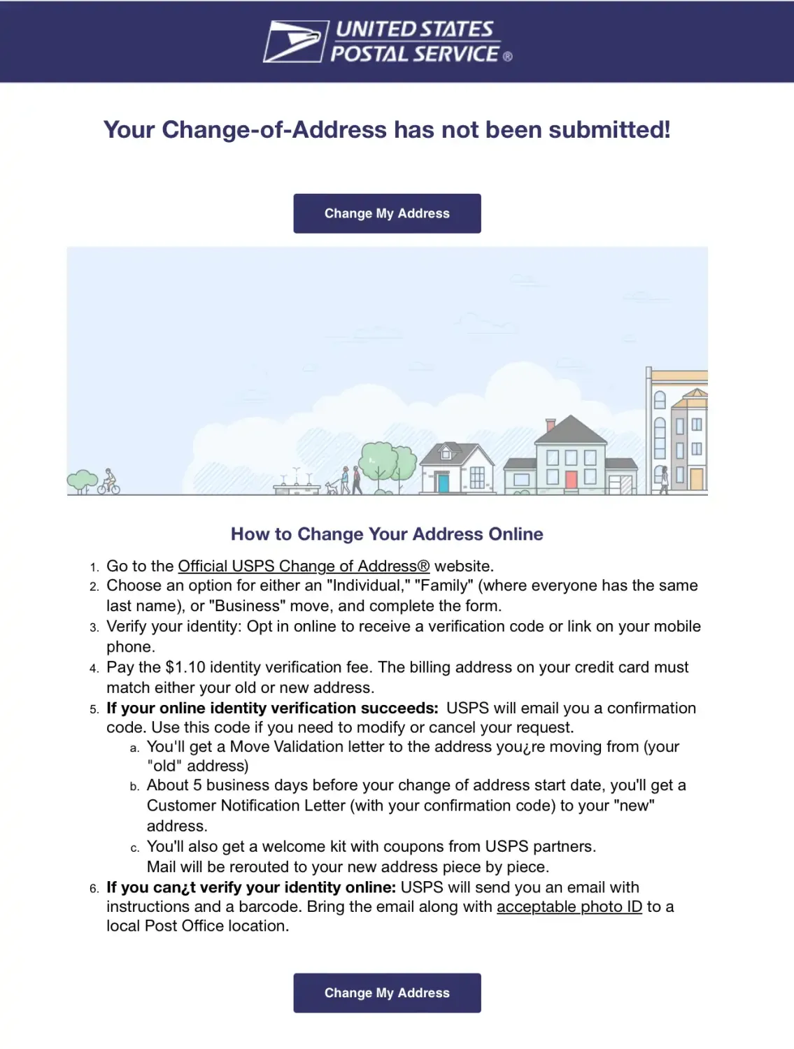 Your Change Of Address Has Not Been Submitted Usps