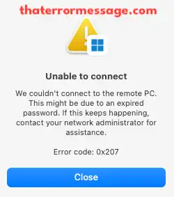 Unable To Connect Windows App 0x207