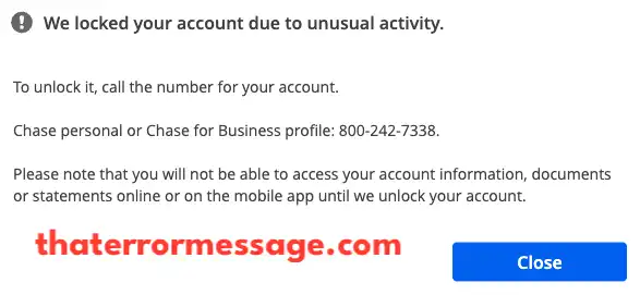 We Locked Your Account Due To Unusual Activity Chase Bank