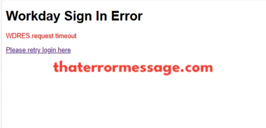 Workday Sign In Error