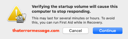 Verifying The Startup Volume Will Cause This Computer To Stop Responding