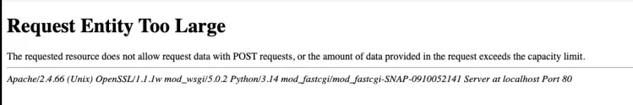 Request Entity Too Large Apache