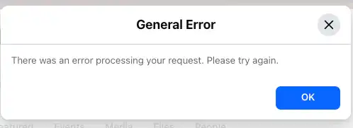 Error Processing Your Request Facebook