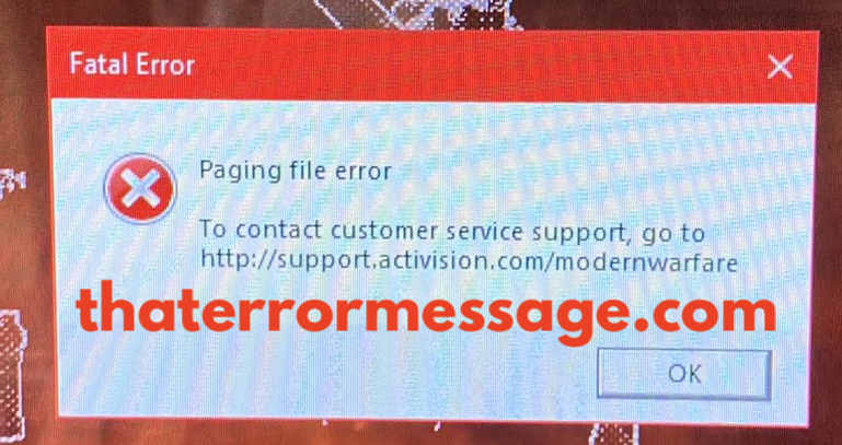 Paging File Error Activision Cod