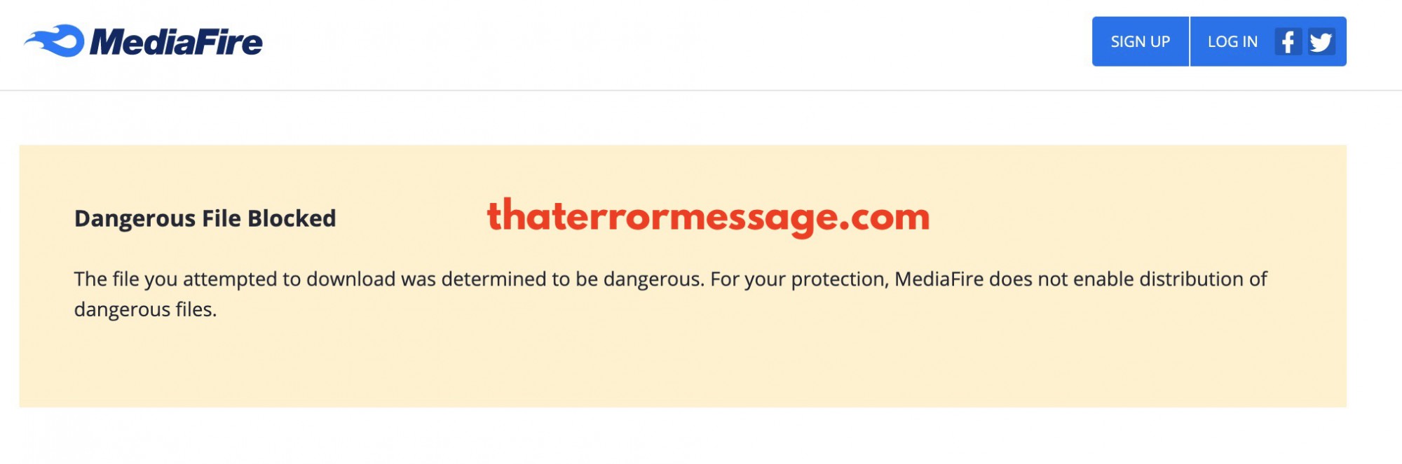 Dangerous File Blocked Mediafire