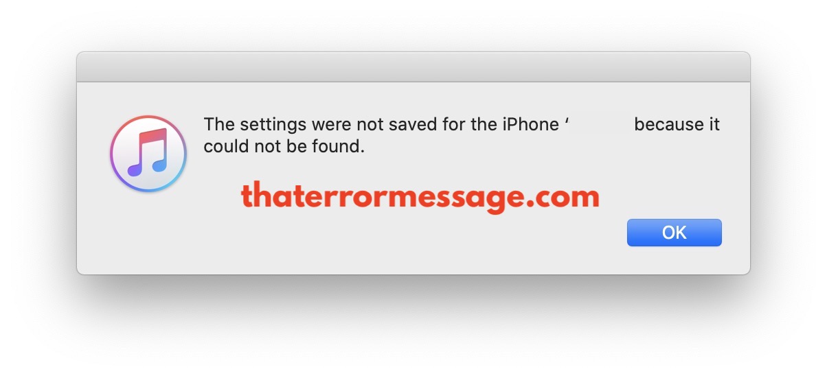 Settings Were Not Saved For The Iphone Could Not Be Found