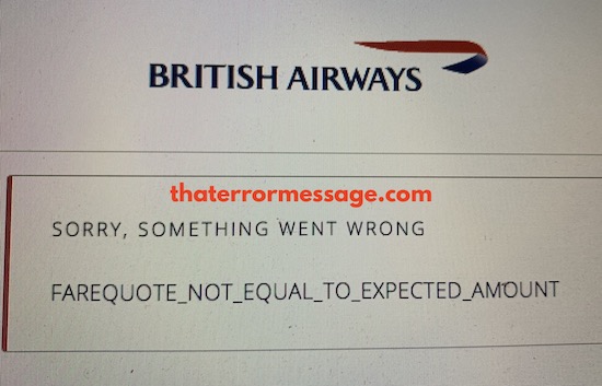 Not Equal To Expected Amount British Airways