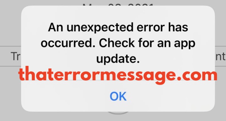 An Unexpected Error Has Occurred Check For An App Update Ios