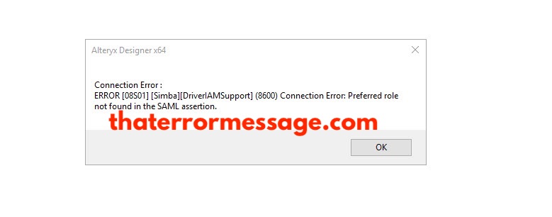 Connection Error Preferred Role Not Found In The Saml Assertion Alteryx