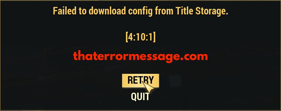 Failed To Download Config From Title Storage 4 10 1 Fallout