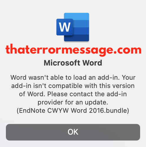Word Wasnt Able To Load The Add In 2016 Bundle