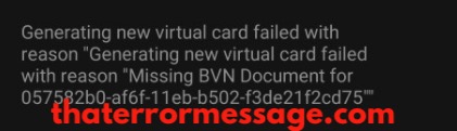 Generating New Virtual Card Failed Chipper Cash App
