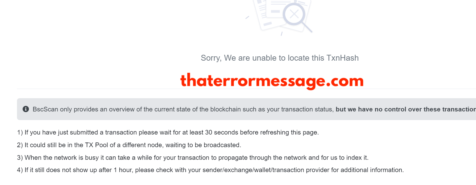 Sorry Unable To Locate This Txnhash Bscscan Metamask