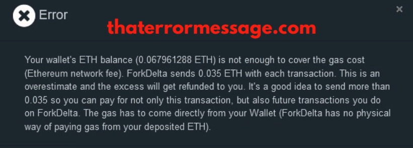 Your Wallets Balance Is Not Enough To Cover The Gas Cost Forkdelta