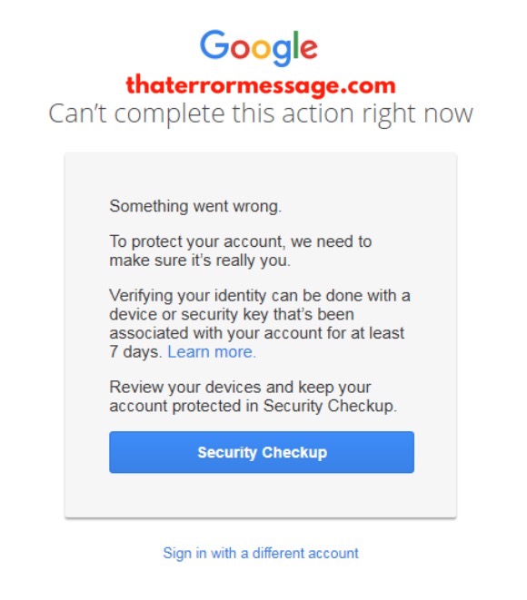 Cant Complete This Action Right Now Something Went Wrong Google