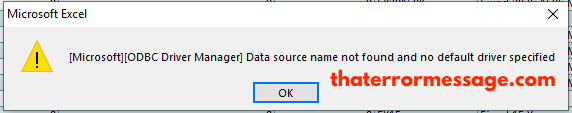 Data Source Name Not Found And No Default Driver Specified