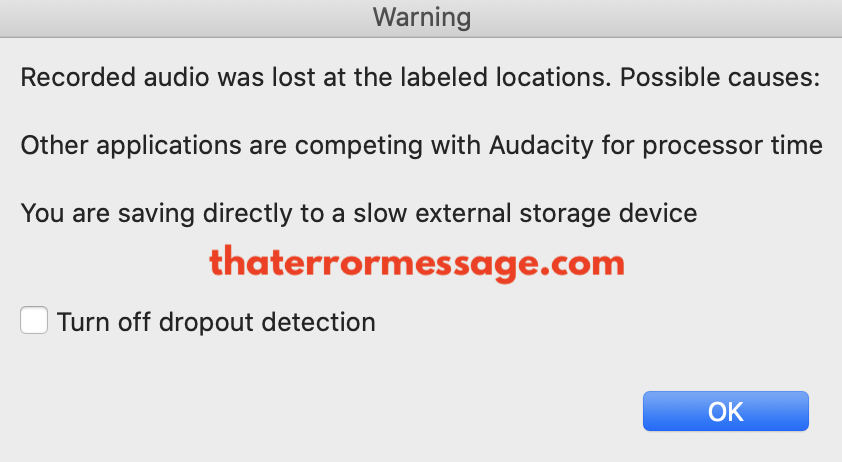 Audacity Recorded Audio Was Lost At The Labeled Locations
