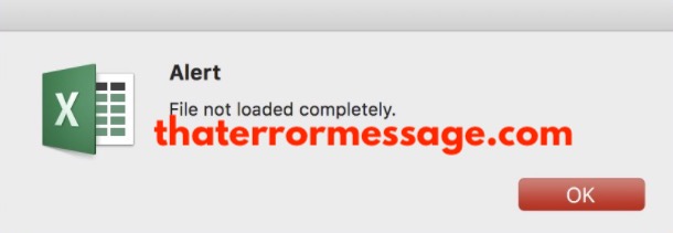 File Not Loaded Completely Excel Macos