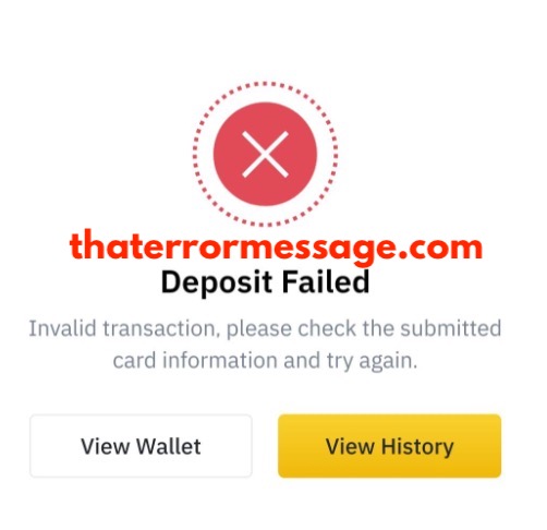 Invalid Transaction Deposit Failed Binanace